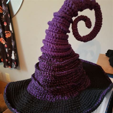 Swirled crochet witch hat